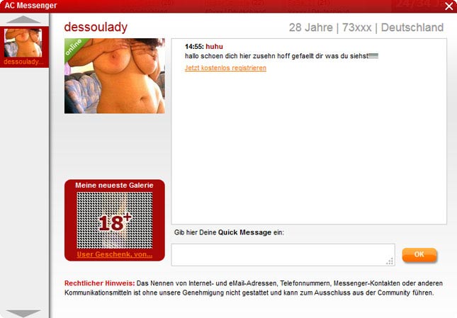 Sex Messenger der Amateur Community